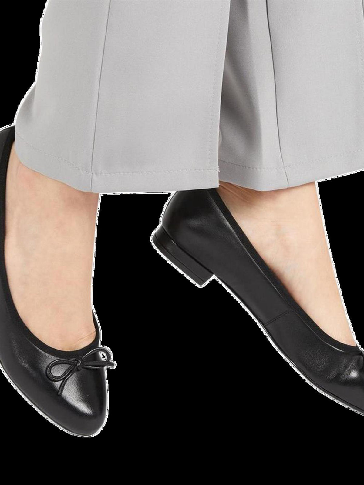 Women's Leather Ballet Flats in Black view 2 | leather ballet flats | SAVINTARI