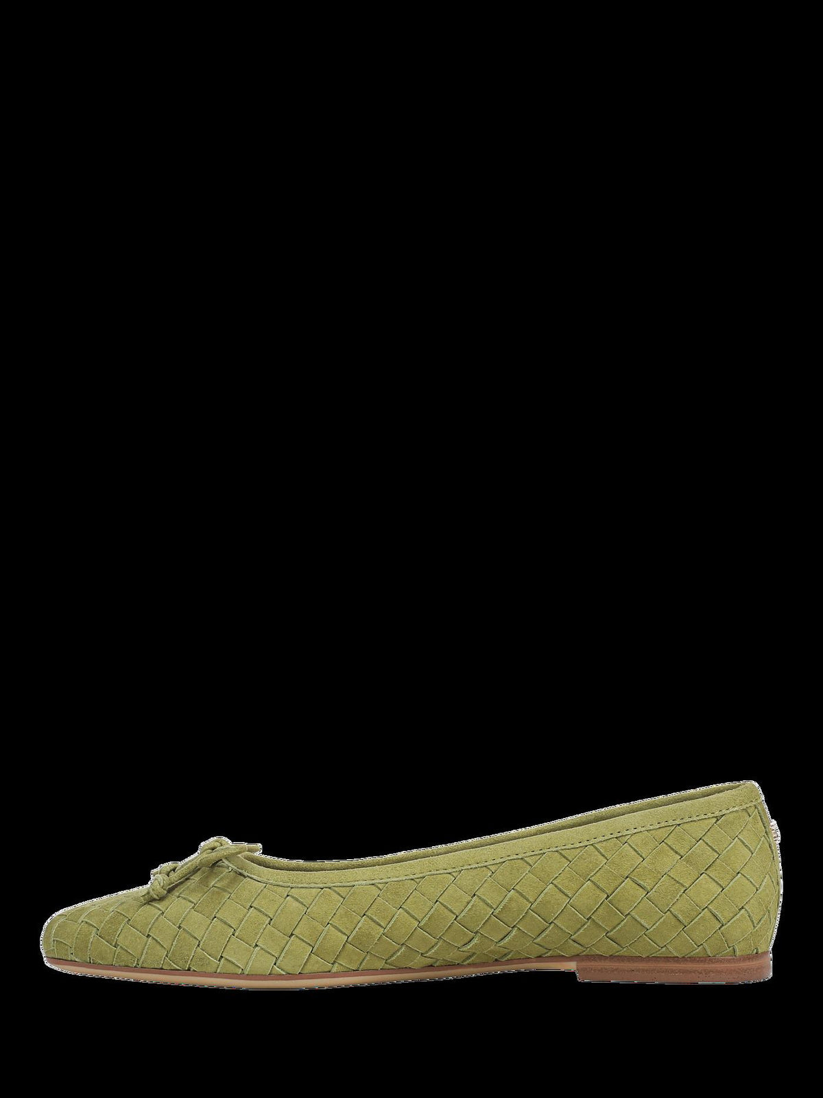 Women's Suede Ballet Flats in Martini Olive view 2 | olive green ballet flats | SAVINTARI
