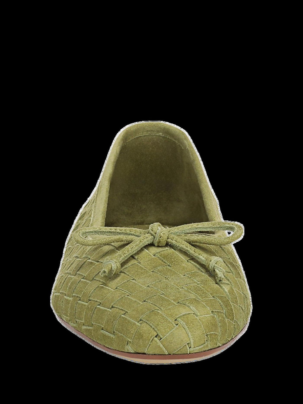 Women's Suede Ballet Flats in Martini Olive view 3 | olive green ballet flats | SAVINTARI