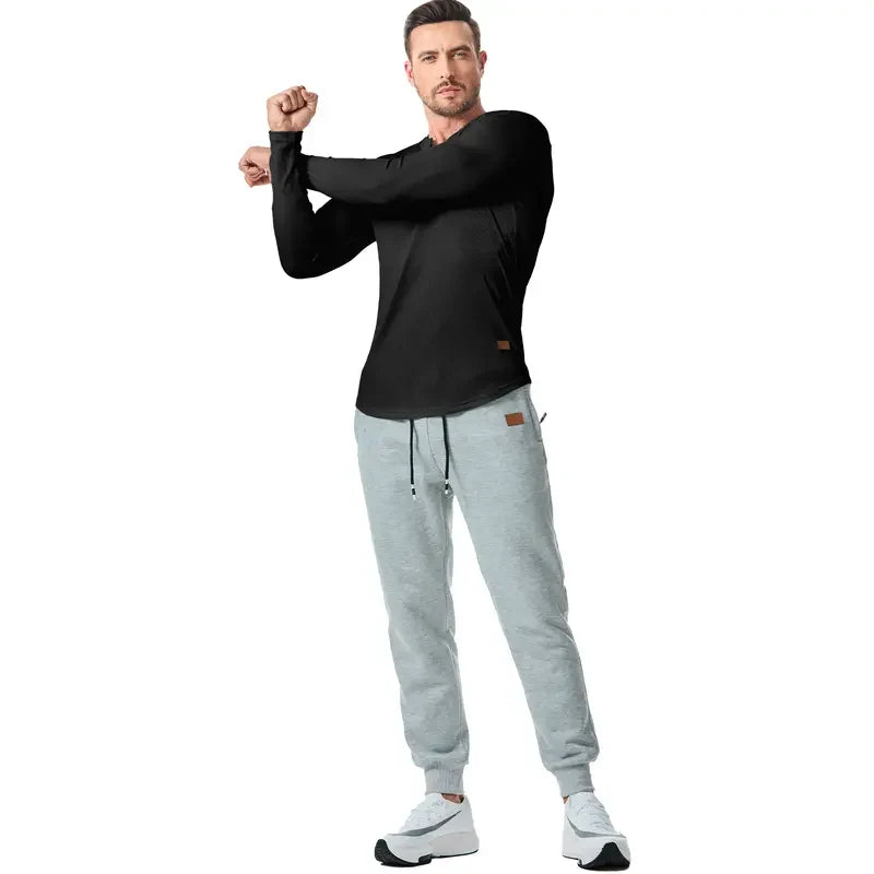Camiseta hombre cuello en V slim fit canalé 5 | SAVINTARI