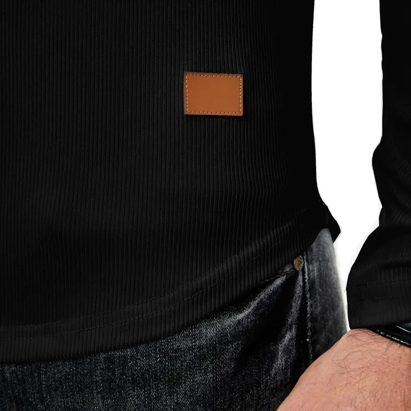 Camiseta hombre cuello en V slim fit canalé 9 | SAVINTARI