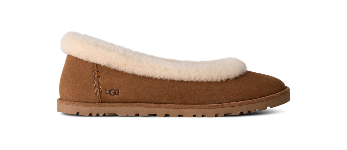 Women's Suede Ballet Flats in Chestnut | suede ballet flats | SAVINTARI