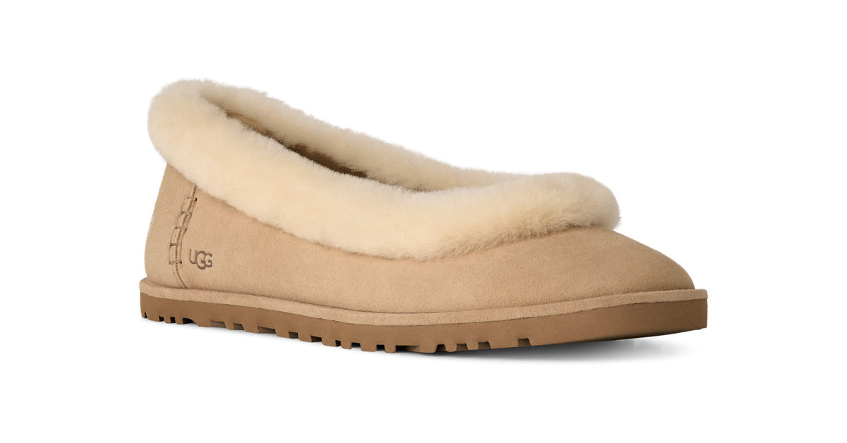Women's Suede Ballet Flats in Sand view 2 | suede ballet flats | SAVINTARI