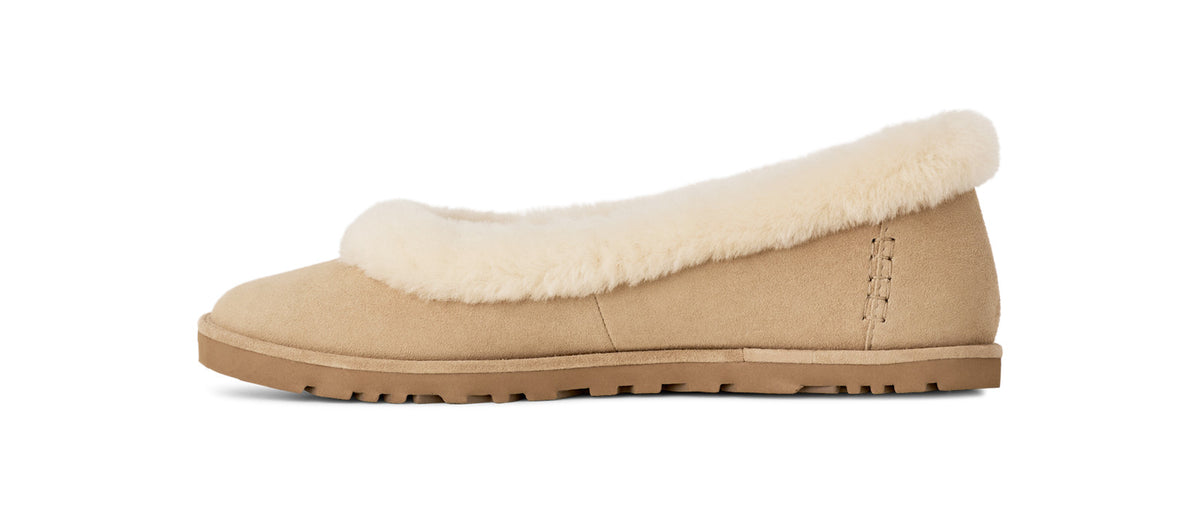 Women's Suede Ballet Flats in Sand view 3 | suede ballet flats | SAVINTARI