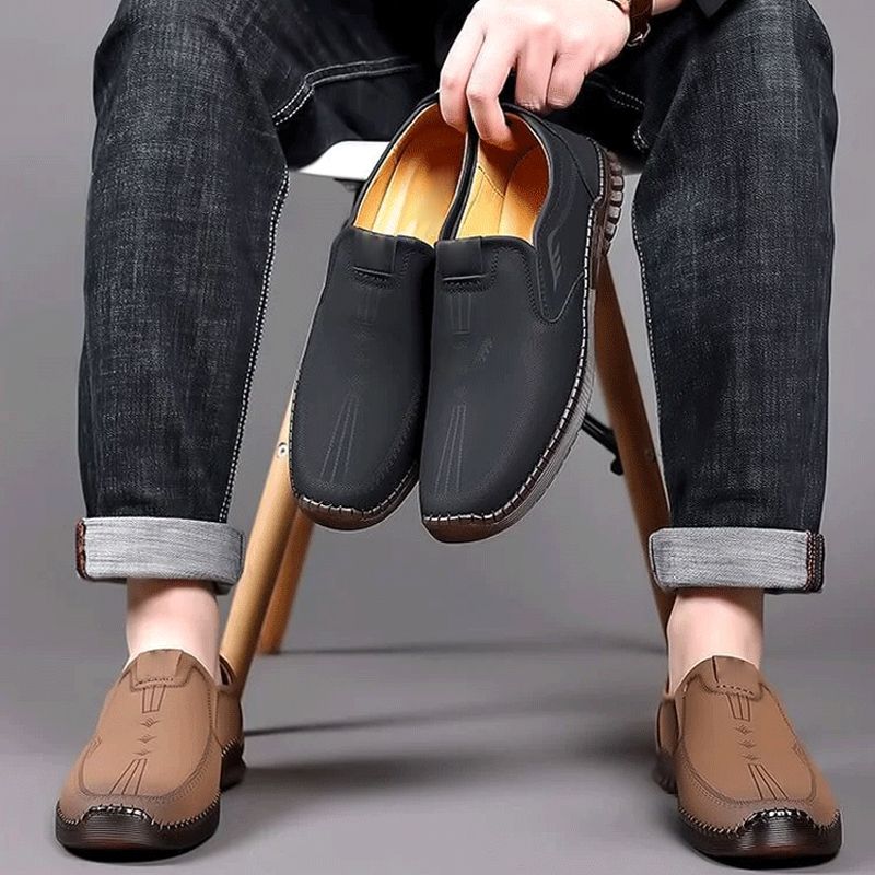 Men's Comfortable Soft-sole Flat Shoes - Black | SAVINTARI