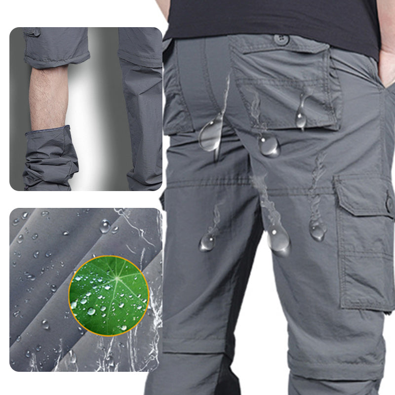 Men's Hiking Cargo Pants - Pants & Shorts 2-in-1 - Grey | SAVINTARI