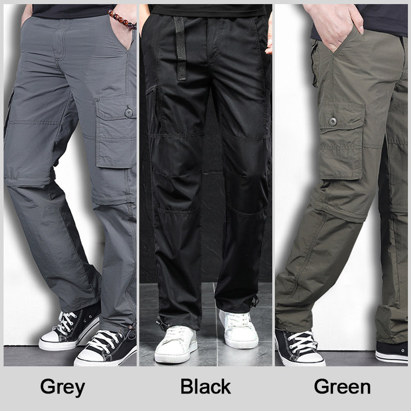 Men's Hiking Cargo Pants - Pants & Shorts 2-in-1 - Grey | SAVINTARI