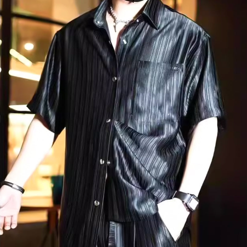 Men's Men Luxury Glossy Casual Suits - Black | SAVINTARI