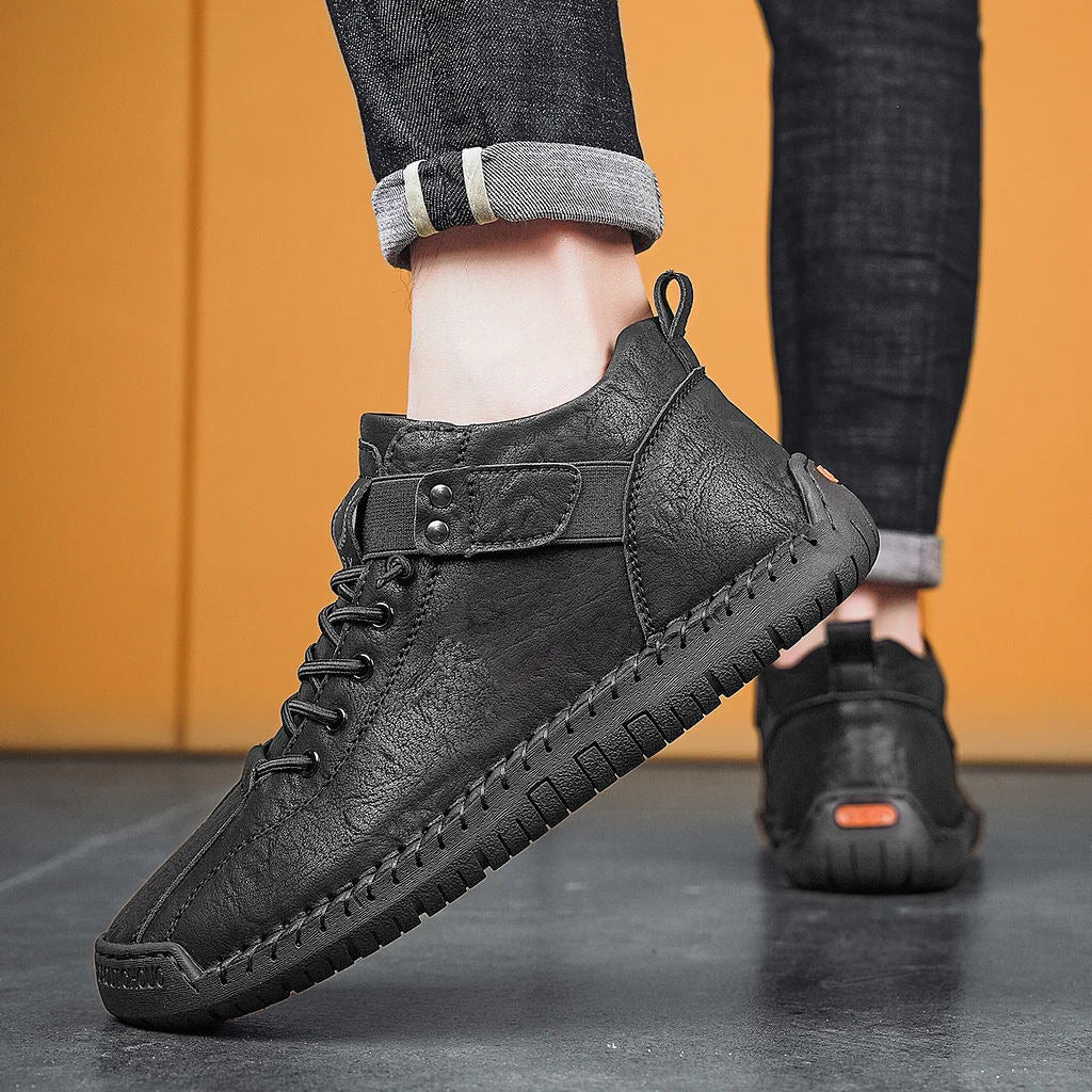 Men's Comfortable Handmade Casual Shoes - Black | SAVINTARI