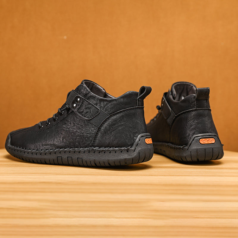 Men's Comfortable Handmade Casual Shoes - Black | SAVINTARI