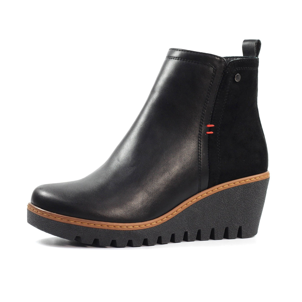 Women's Wedge Ankle Boots in Black view 3 | black wedge ankle boots | SAVINTARI