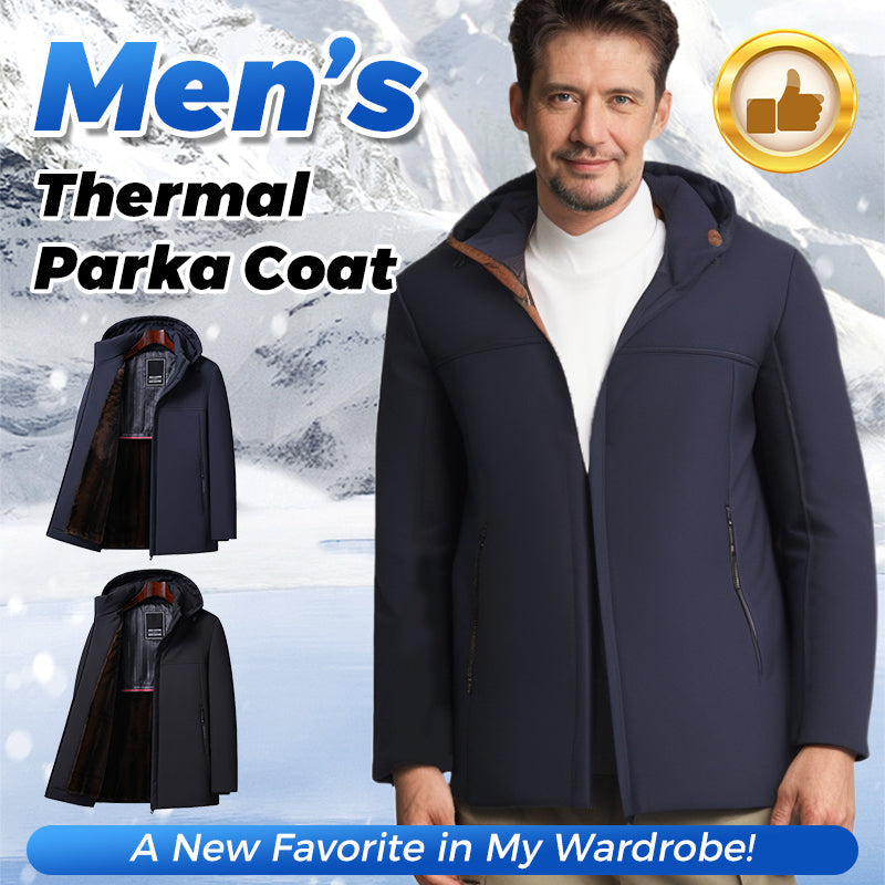 Men's Warm Gift Thermal Thick Hooded Parka Coat - Black | SAVINTARI