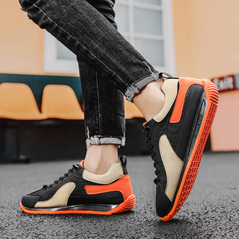 Men's Sports Casual Shoes - Black orange | SAVINTARI