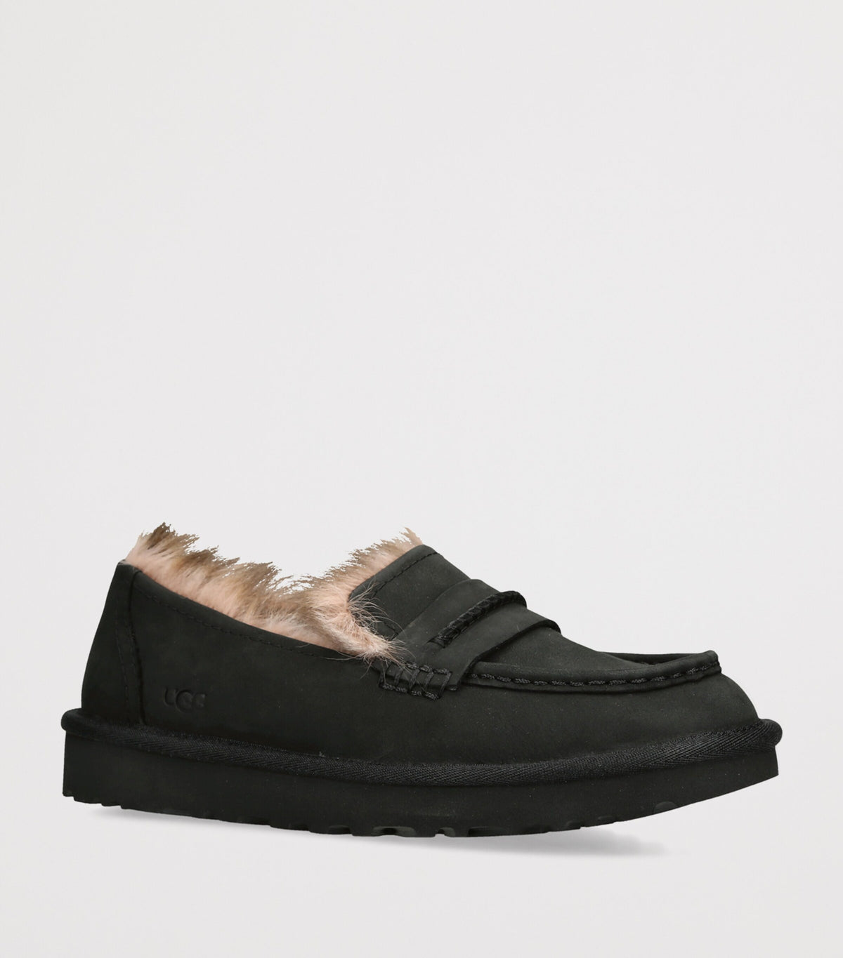 Women's Nubuck Loafers in Black view 2 | black nubuck loafers | SAVINTARI