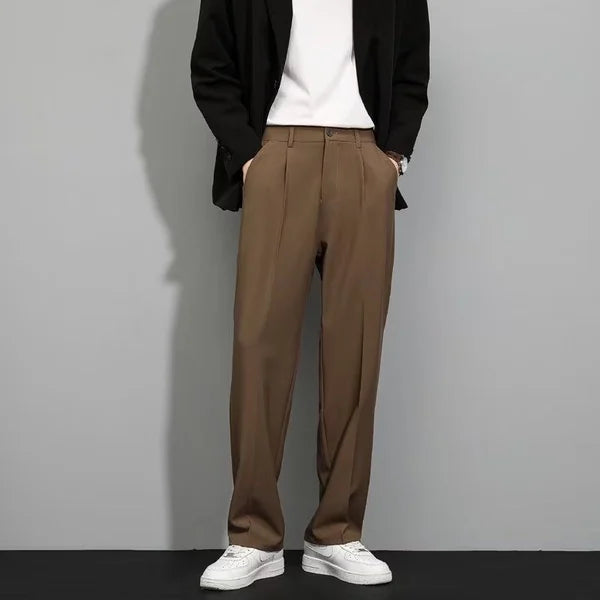 Men's Ice Silk Straight Leg Pants（50 - Black | SAVINTARI