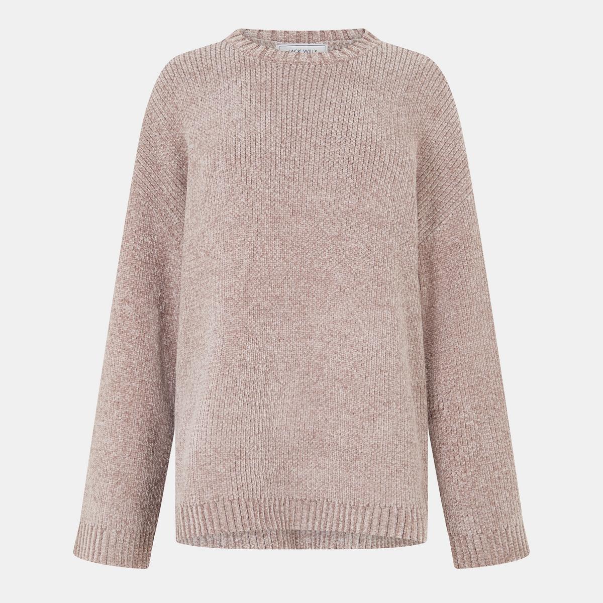 Women's Chenille Crew Neck Jumper - Black | SAVINTARI women's jumper