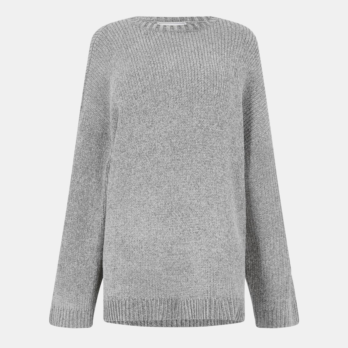 Women's Chenille Crew Neck Jumper - Black | SAVINTARI women's jumper