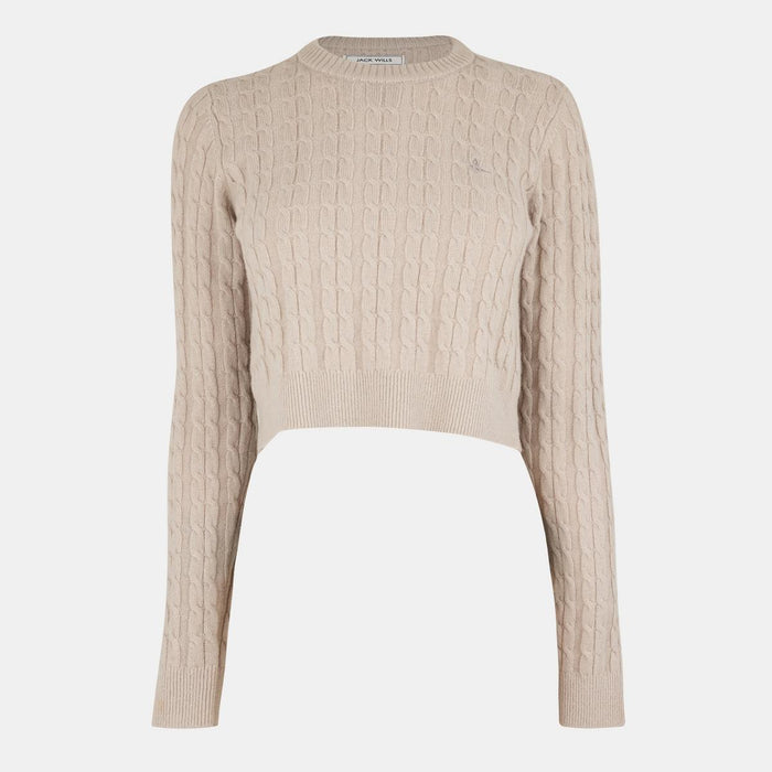 Women's Cropped Tinsbury Crew Neck Jumper - Black | Crew Neck Everyday Knit | SAVINTARI