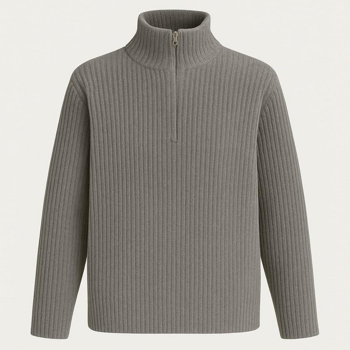 Women's Zip Neck Jumper - Black | SAVINTARI women's jumper