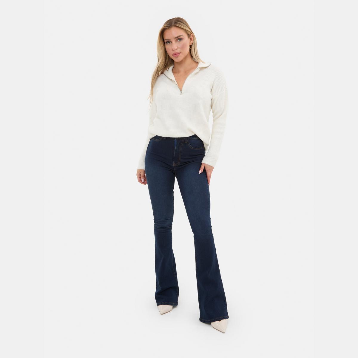 Women's Zip Neck Jumper - Black | SAVINTARI women's jumper