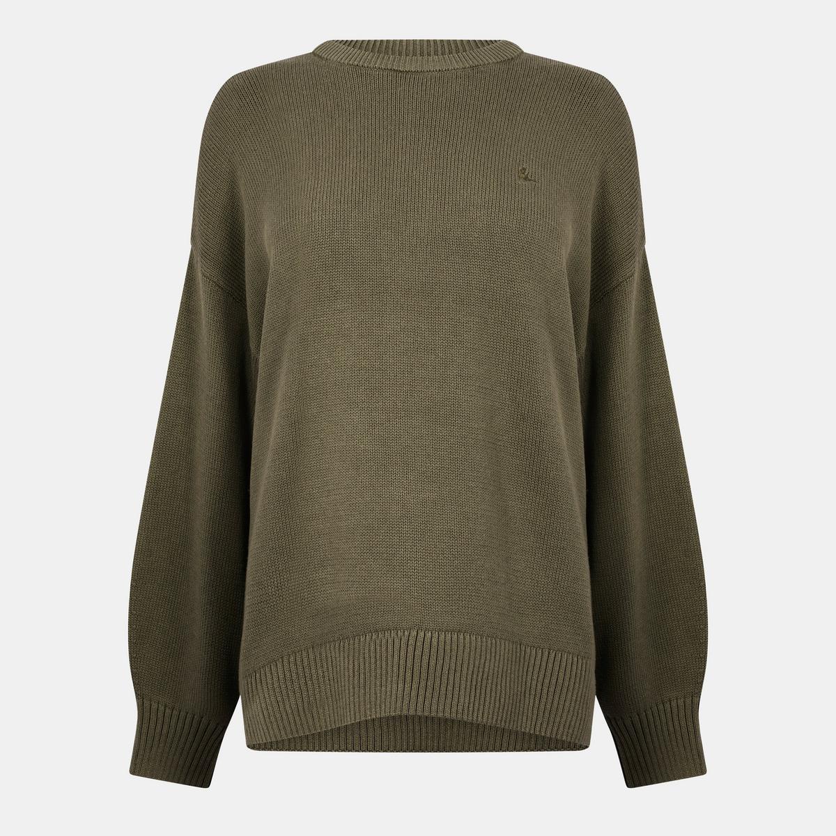 Women's Oversized Crew Neck Jumper - Black | SAVINTARI women's jumper