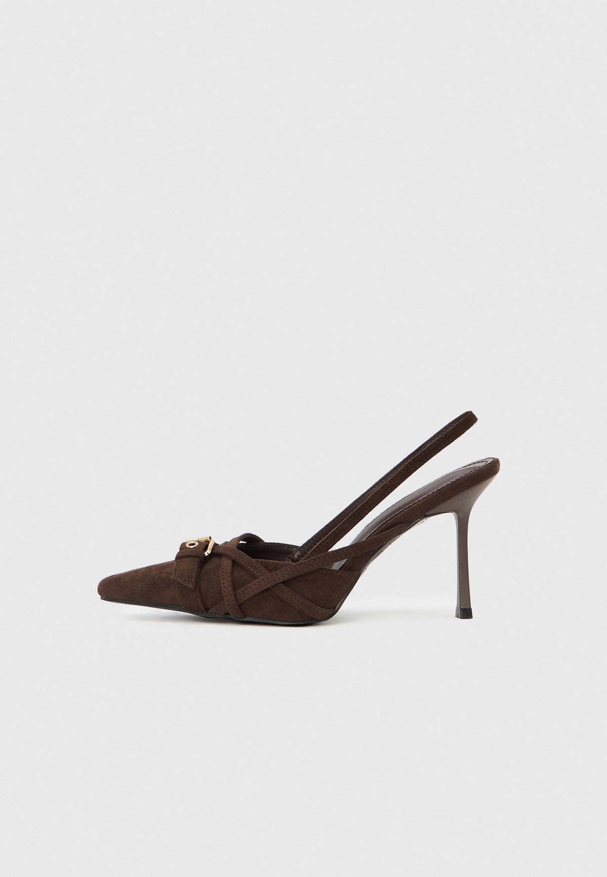 Women's Suede Slingback Heels in Brown | kitten heels | SAVINTARI