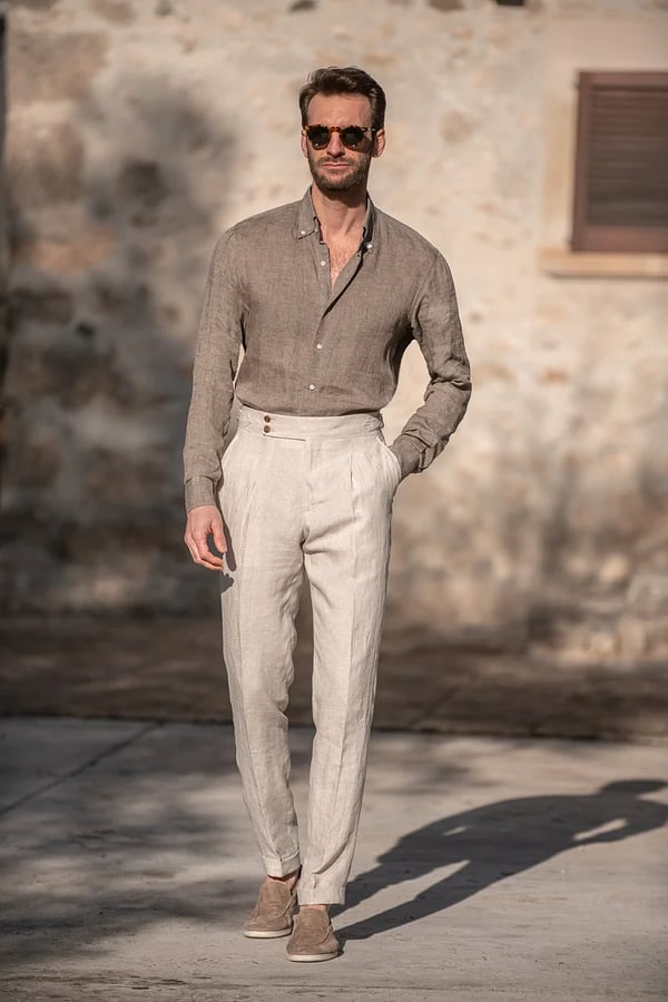Men's Solid Color Straight Casual Trousers - Black | SAVINTARI