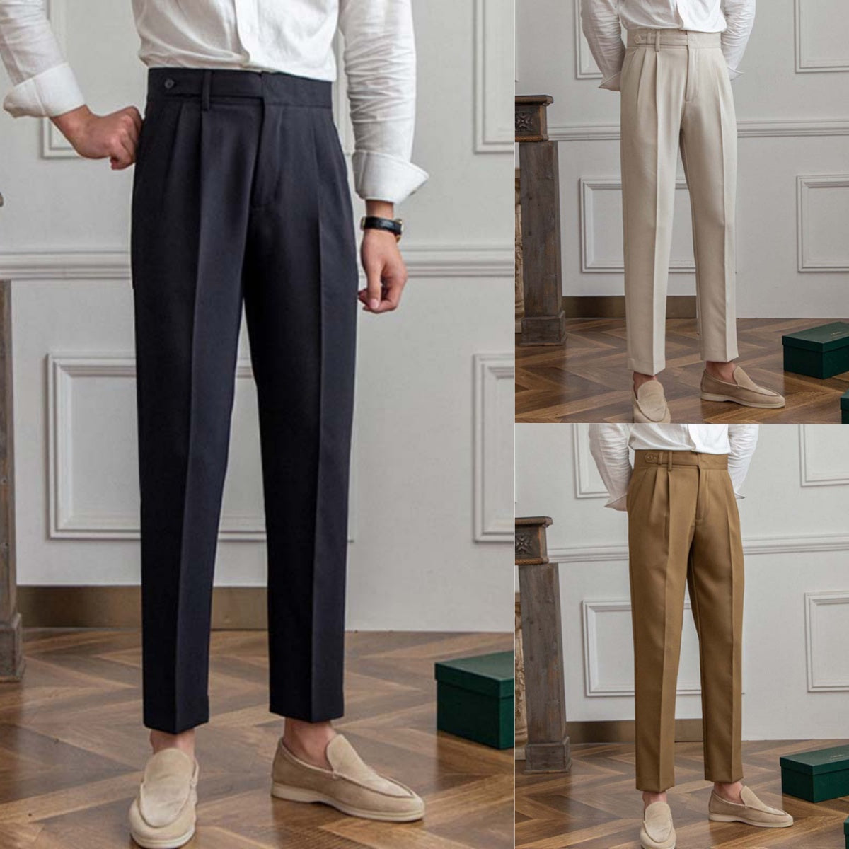 Men's Casual Straight Leg Pants - Apricot | SAVINTARI