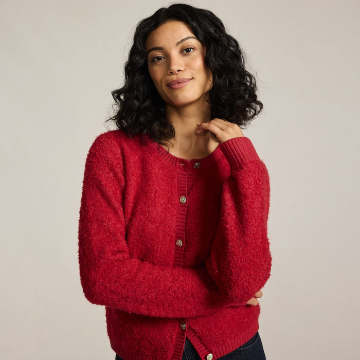 SAVINTARI Women's Bouclé Buttoned Cardigan