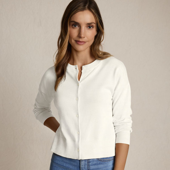 SAVINTARI Women's Fine Gauge Cropped Cotton Cardigan