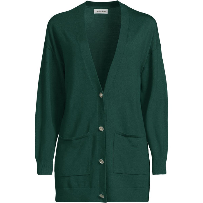 SAVINTARI Women's Merino Diamante Button Cardigan
