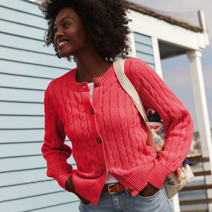 SAVINTARI Women's Pure Cotton Cable Knit Drifter Cardigan