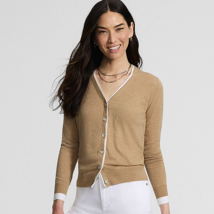 SAVINTARI Women's Double Trim Cotton Cardigan