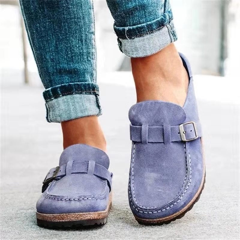 Women's Buckle Loafers in Purple | buckle loafers | SAVINTARI