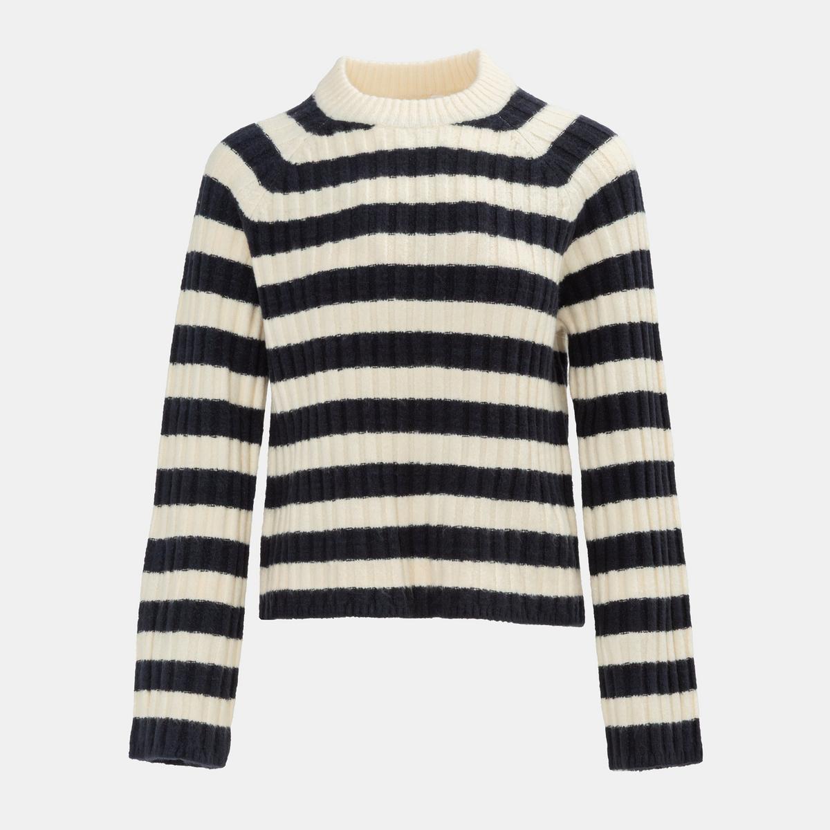 Women's Stripe Jumper Open Hem - Black | SAVINTARI women's jumper