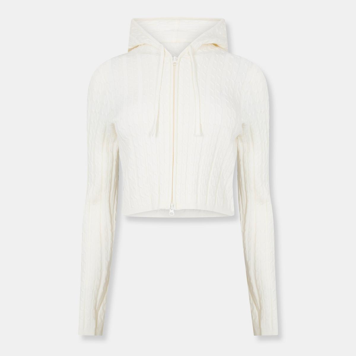 Women's Full Zip Cable Knit Jumper - Black | SAVINTARI women's jumper