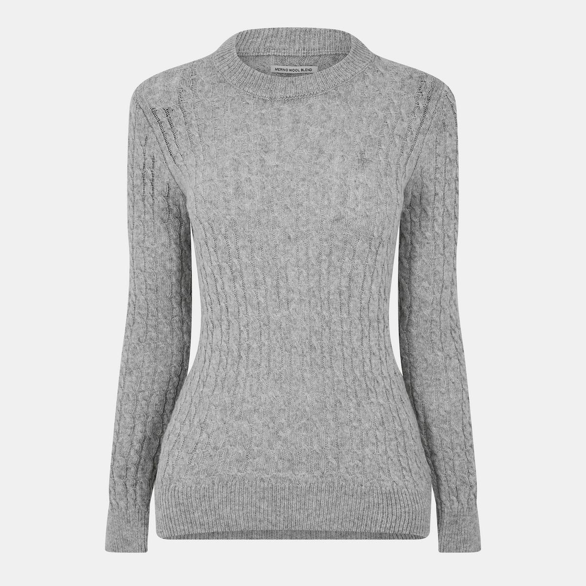 Women's Tinsbury Merino Wool Blend Cable Knitted Jumper - Black | SAVINTARI women's jumper