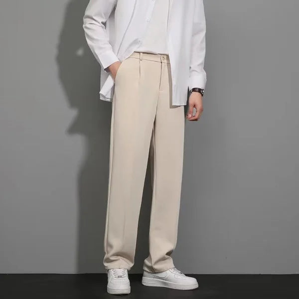 Men's Ice Silk Straight Leg Pants（50 - Black | SAVINTARI