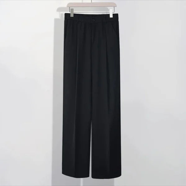 Men's Ice Silk Straight Leg Pants（50 - Black | SAVINTARI