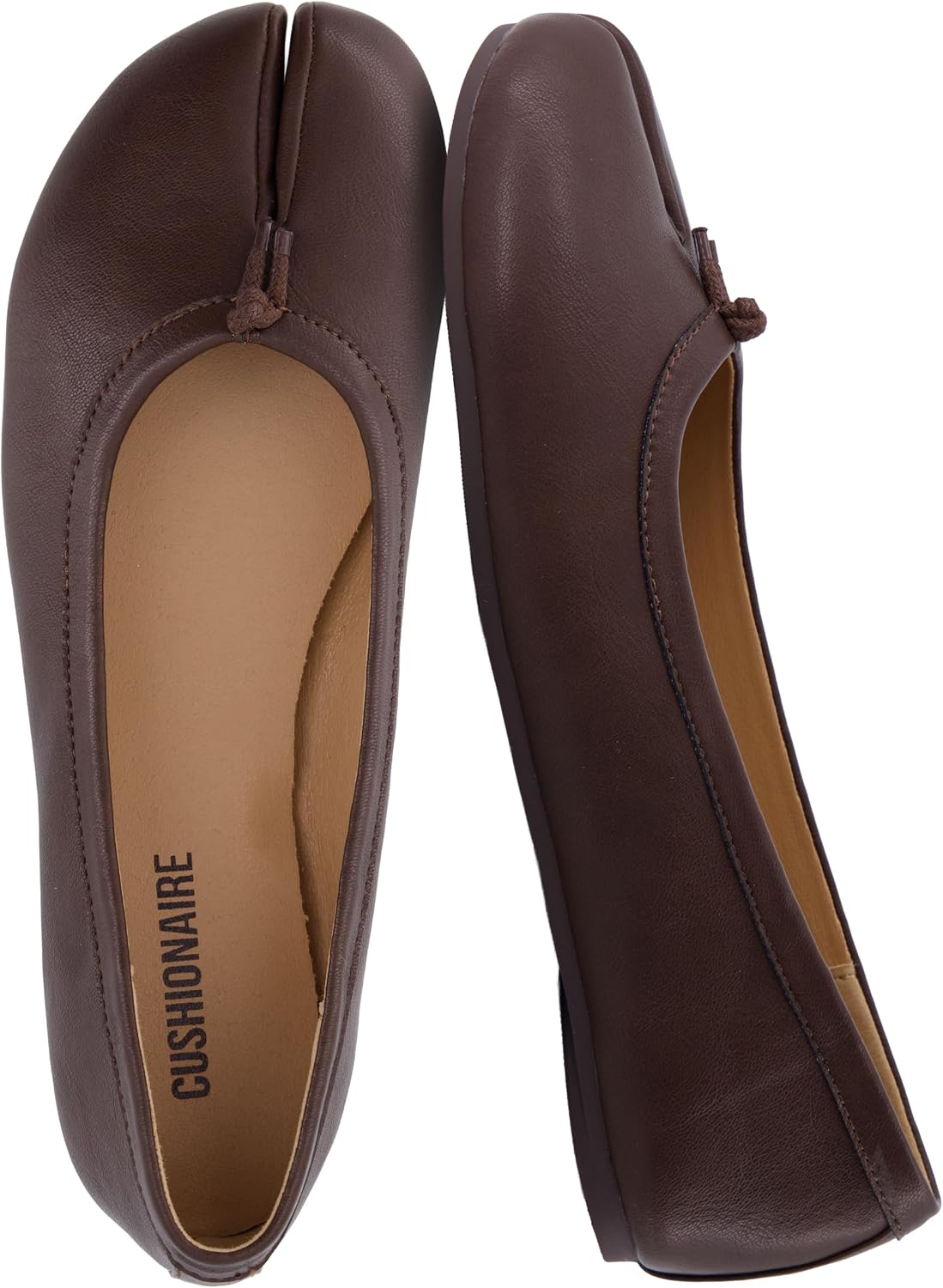 Women's Faux Leather Tabi Flats in Coffee | tabi ballet flats | SAVINTARI