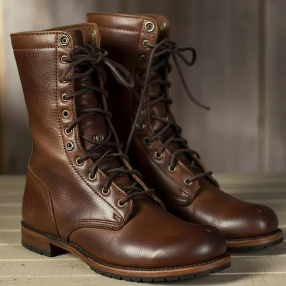 Women's Combat Boots in Dark Brown | lace up ankle boots | SAVINTARI