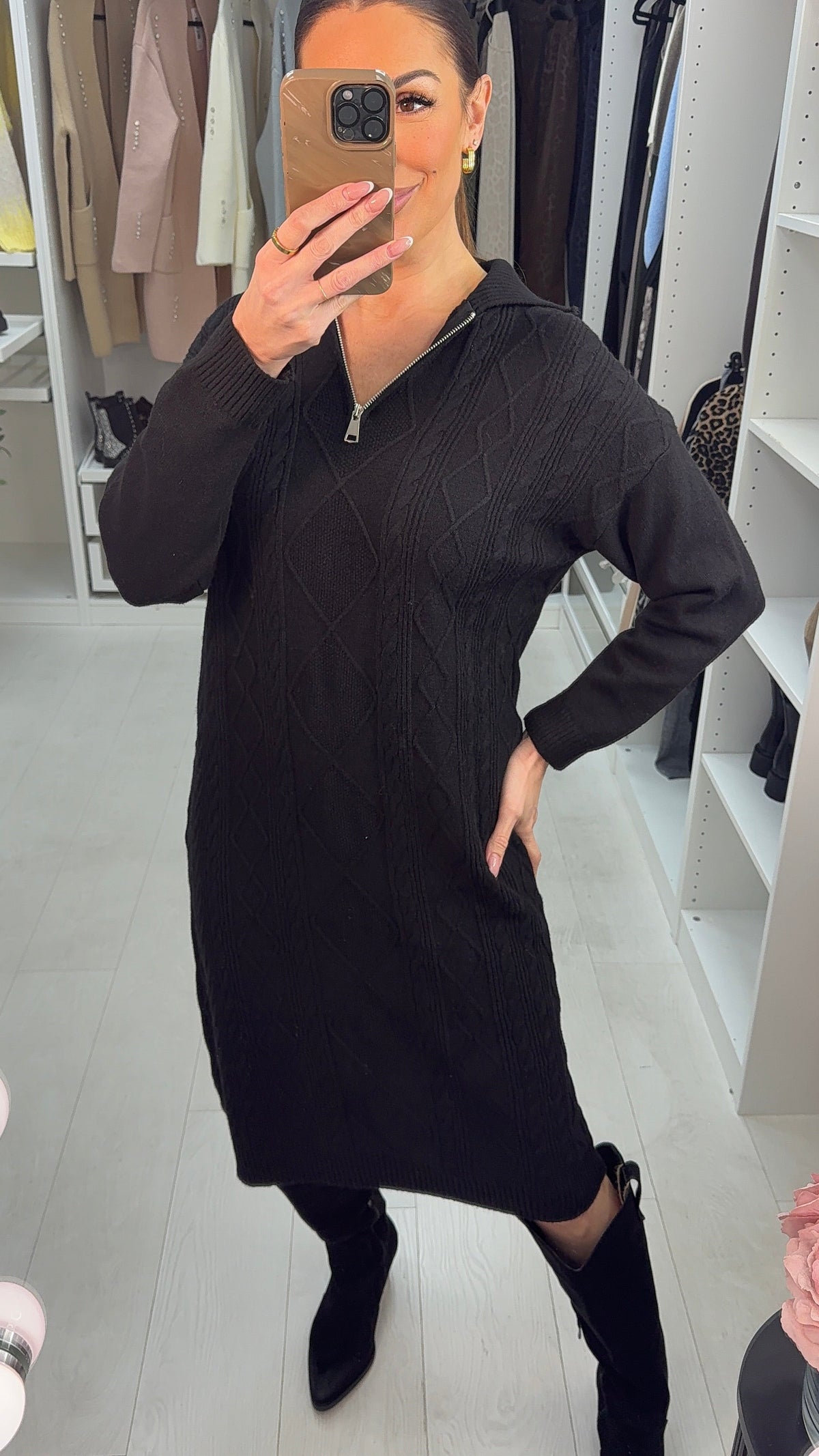 SAVINTARI Merlo Zip Front Knitted Dress