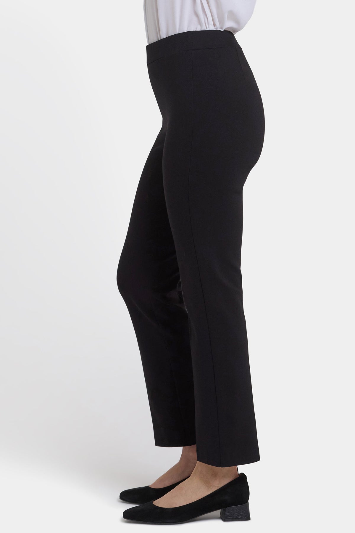 Pull-On Slim Ankle Trouser Pants - Black - pull on trousers
