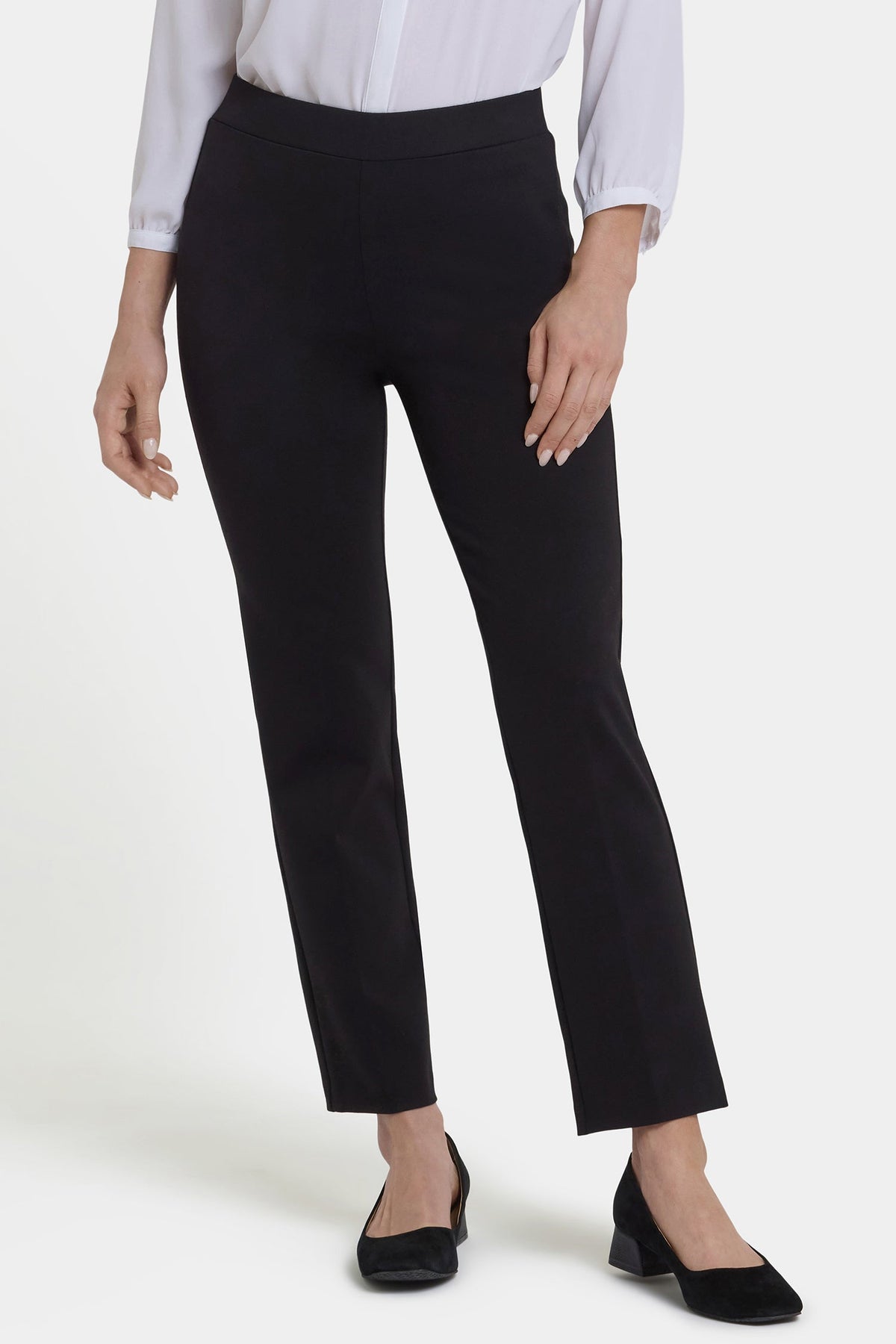 Pull-On Slim Ankle Trouser Pants - Black - pull on trousers