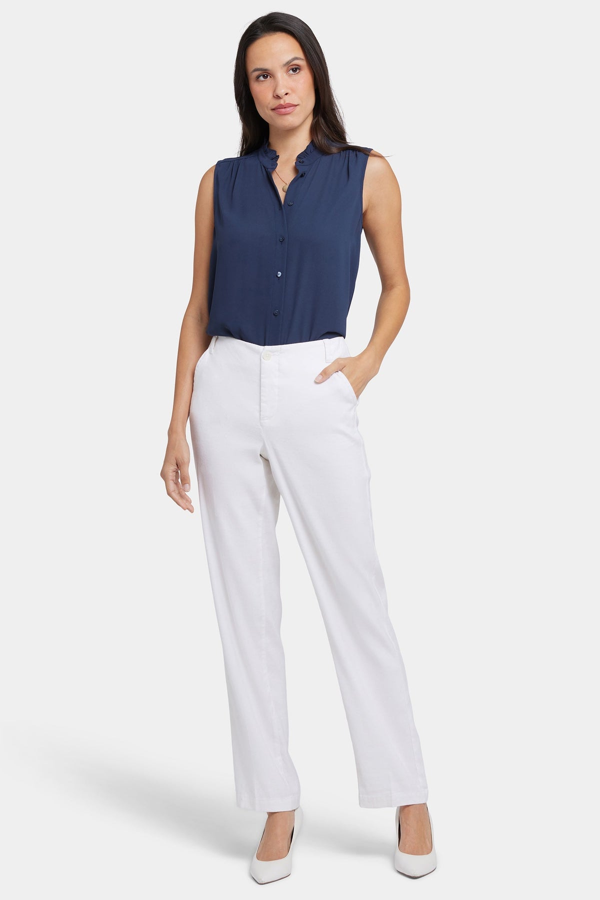 Marilyn Straight Pants - Optic White - straight leg trousers