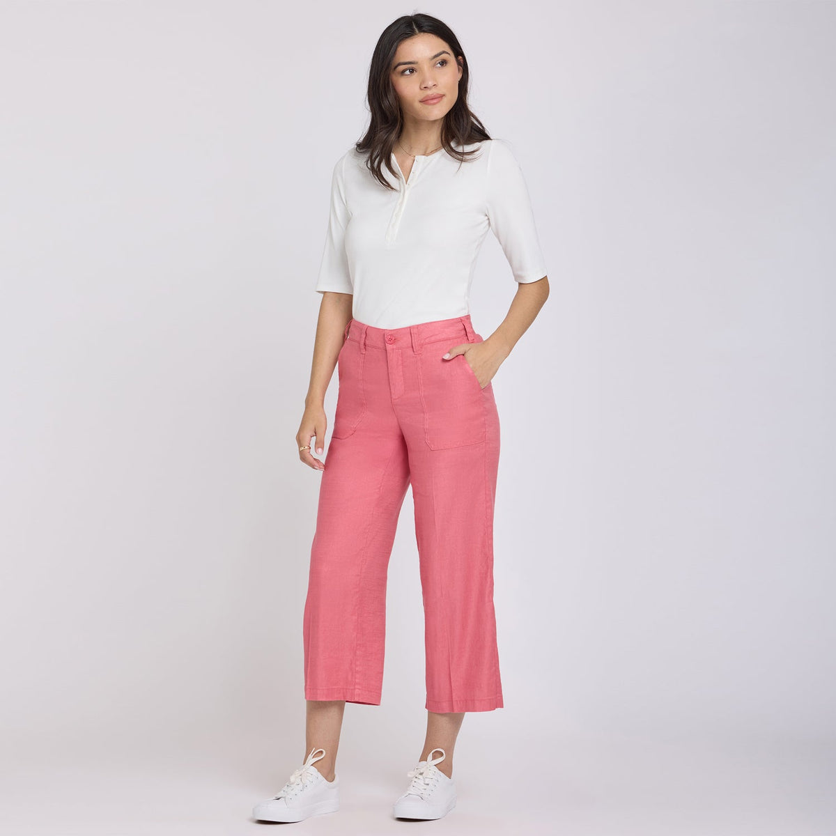 Wide Leg Cargo Capri Pants - Desert Rose - cargo trousers