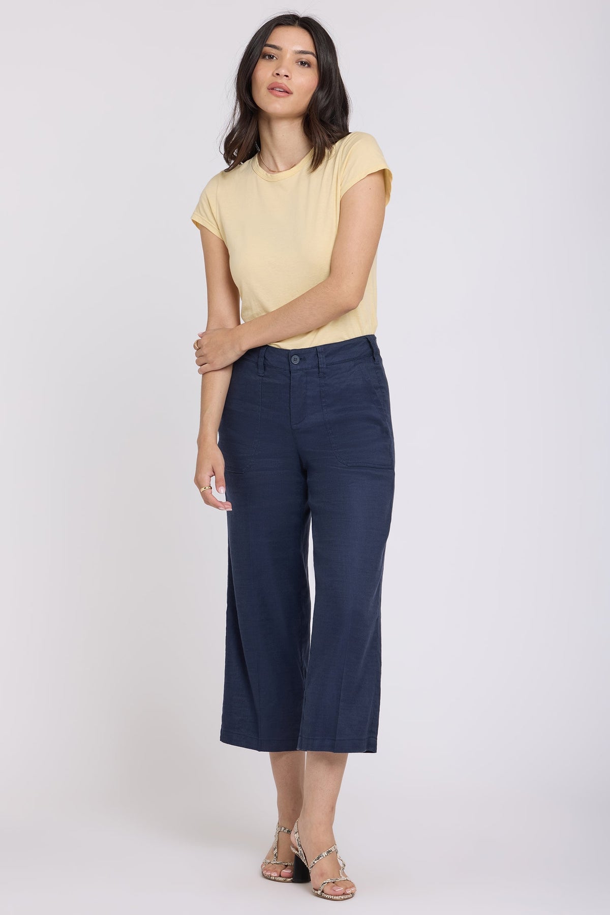 Wide Leg Cargo Capri Pants - Oxford Navy - cargo trousers