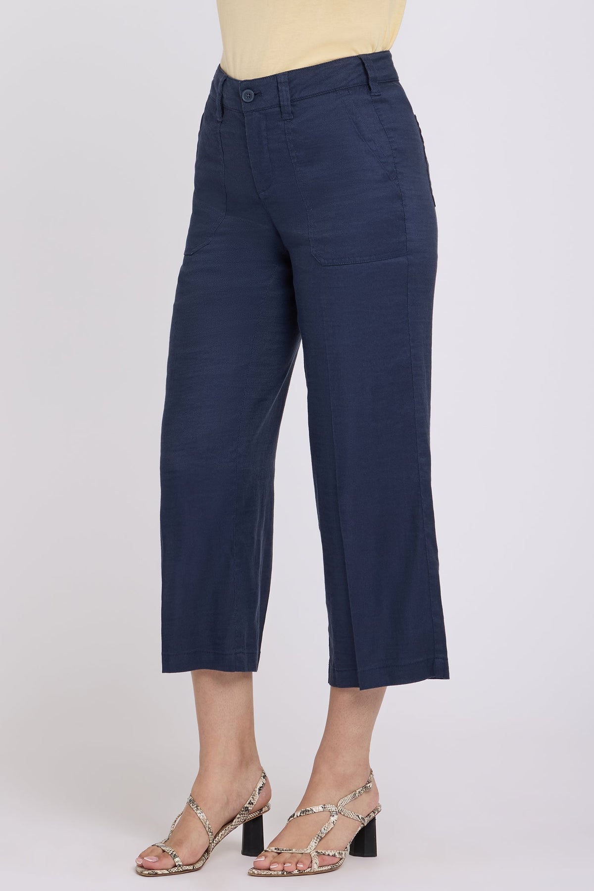 Wide Leg Cargo Capri Pants - Oxford Navy - cargo trousers