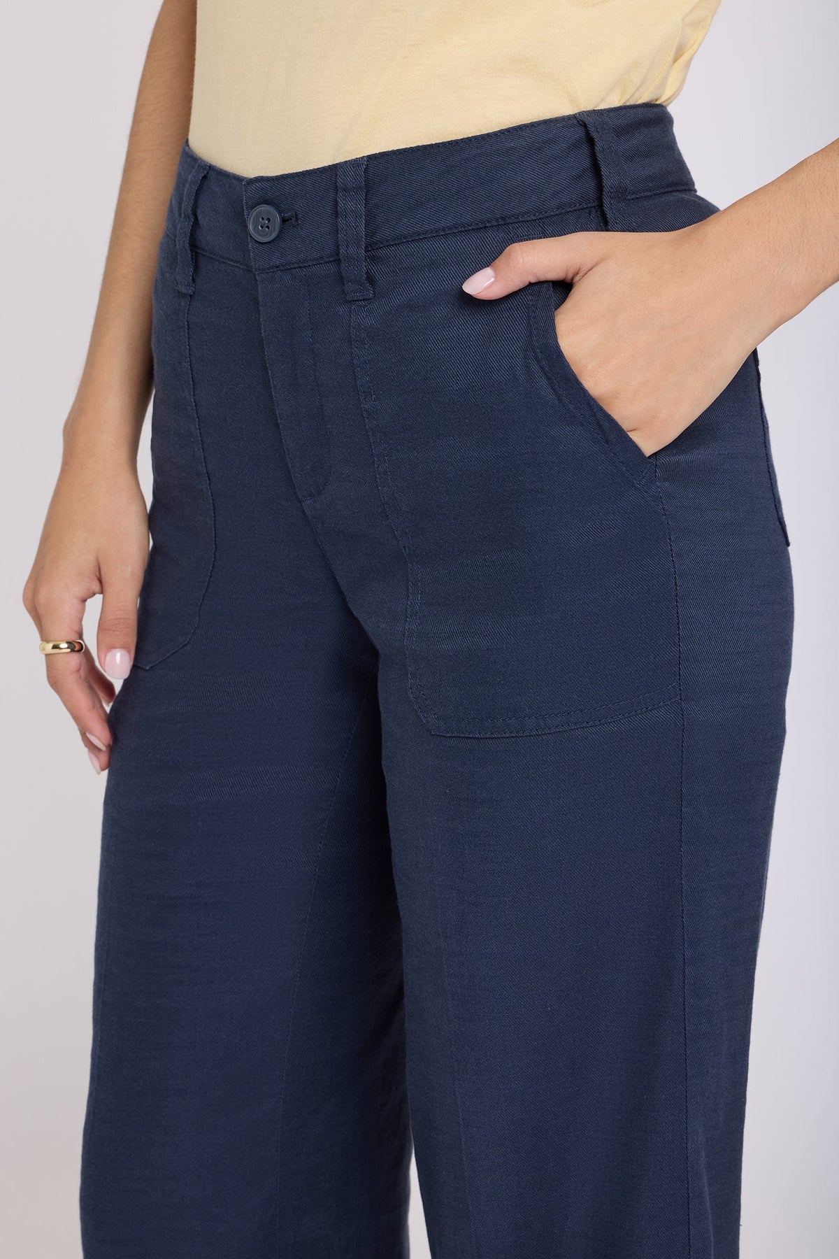 Wide Leg Cargo Capri Pants - Oxford Navy - cargo trousers