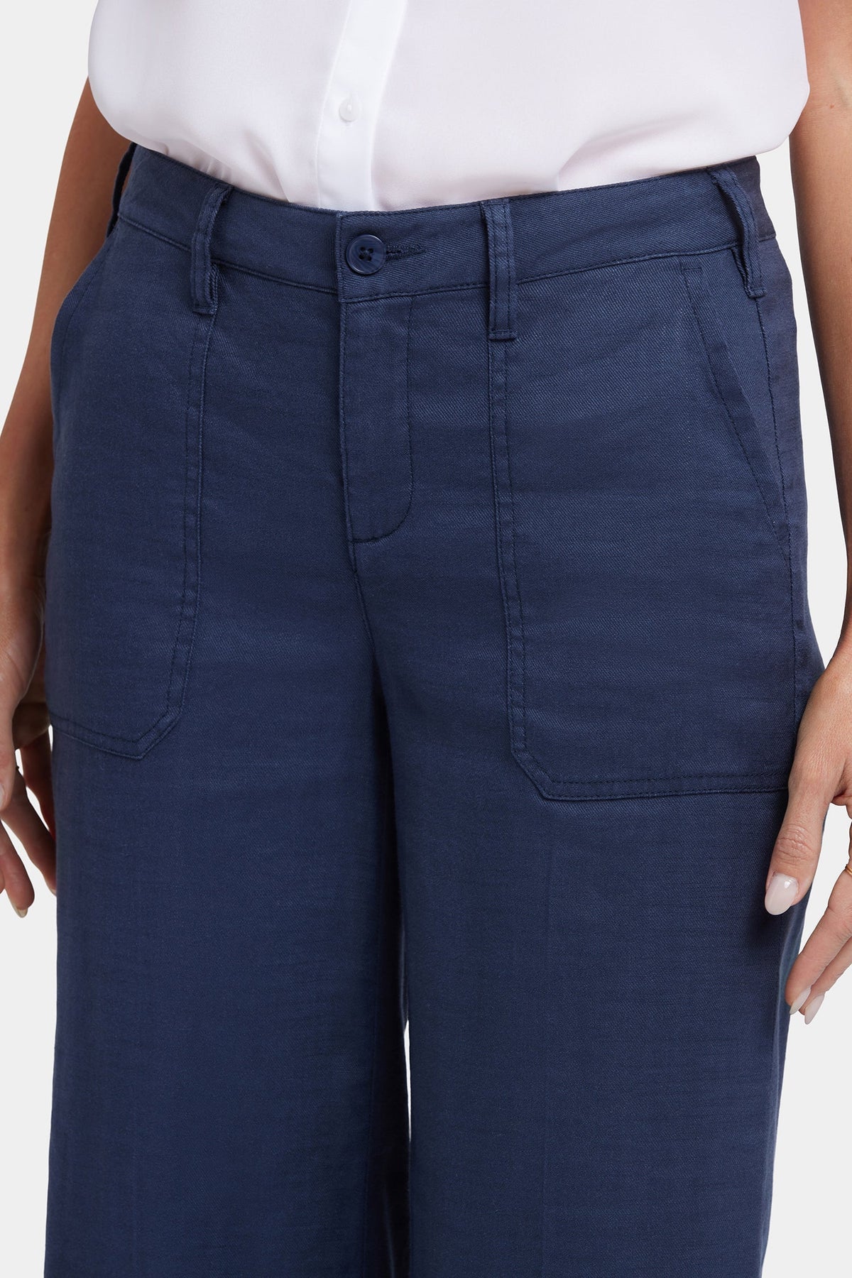 Wide Leg Cargo Capri Pants - Oxford Navy - cargo trousers